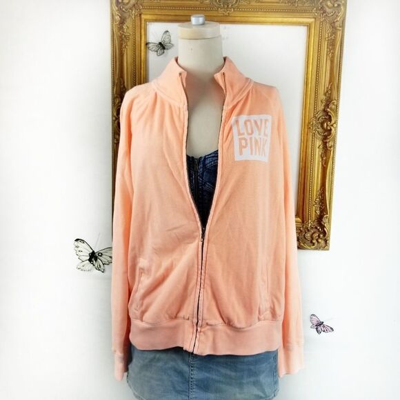 Victoria secret Pink florescent zip up sweatshirt - Picture 1 of 3